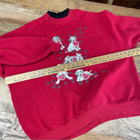 Vintage Morning Sun Dalmatian Dog Sweatshirt Red Women size 3X heart - Picture 7 of 11